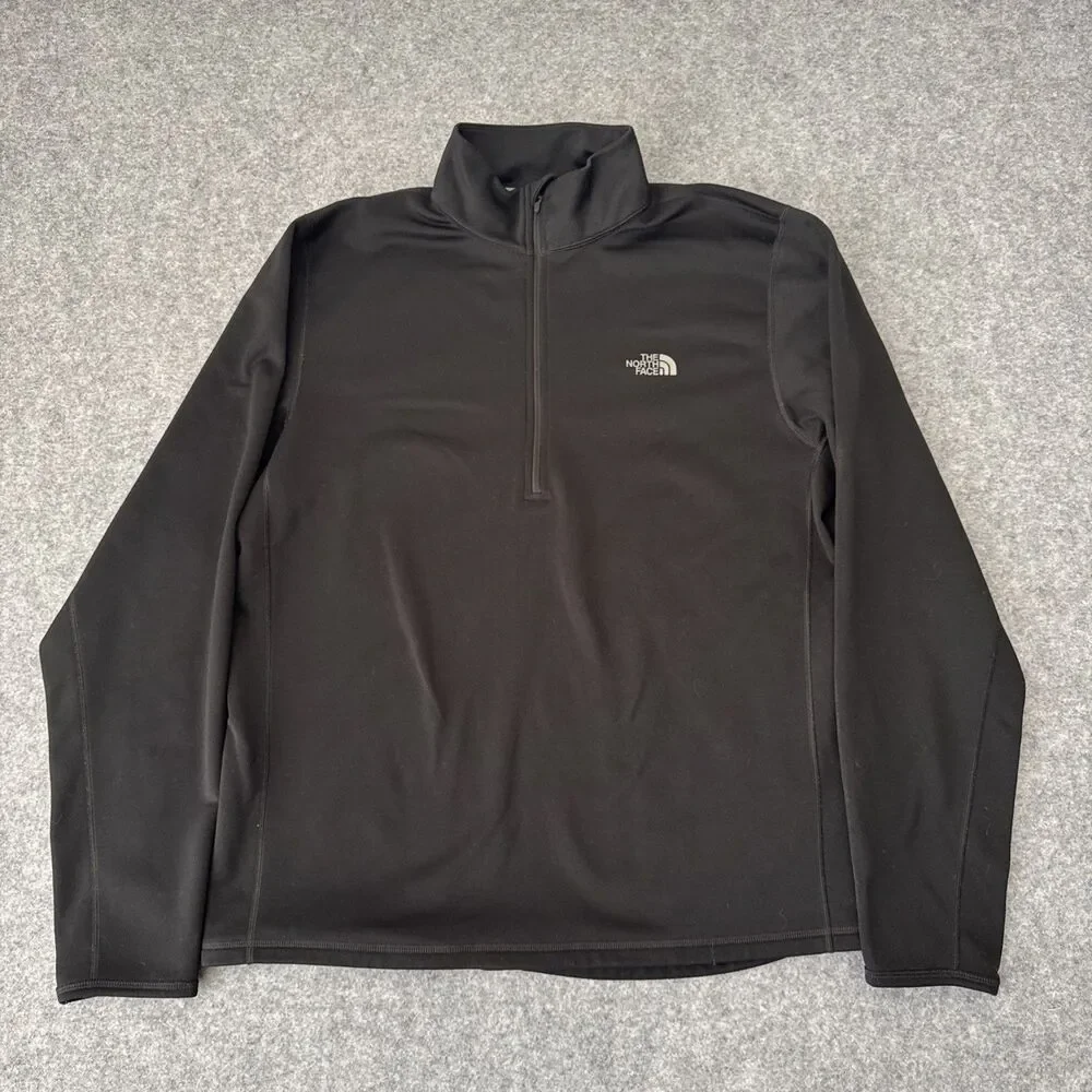 The North Face Men’s Black Fleece 1/4 Zip Mock Neck Logo Pullover Large